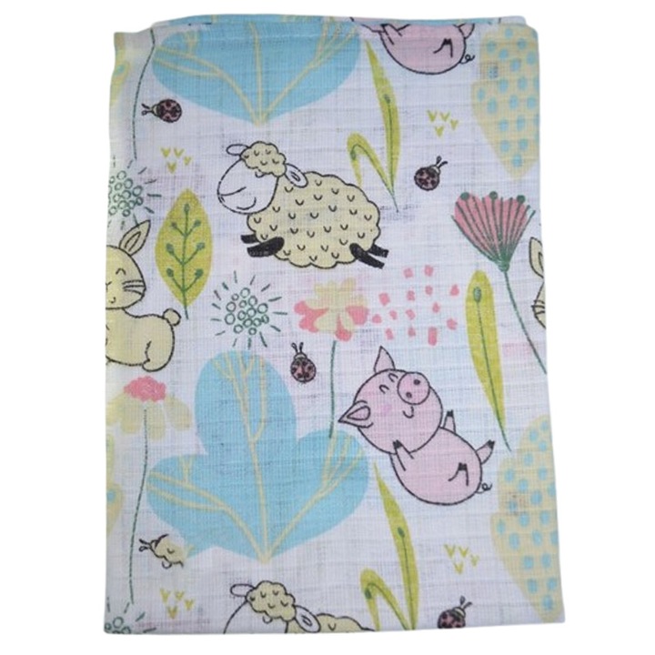Paturica muselina din bumbac, 80 x 60 cm, pentru copii, Mini Junior, M1106M, Multicolor