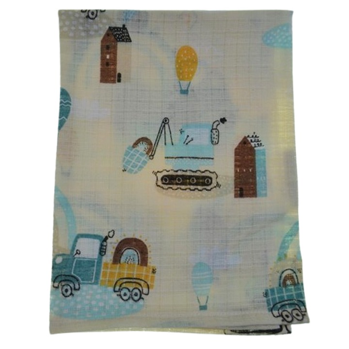 Paturica muselina din bumbac, 80 x 60 cm, pentru copii, Mini Junior, M1106C, Crem