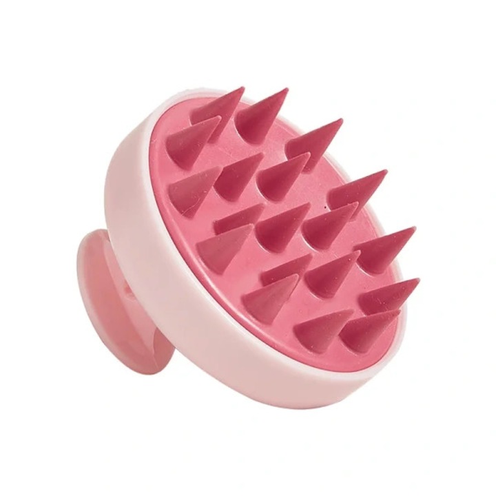 Perie masaj scalp silicon, roz verde mov, 8x6.5cm