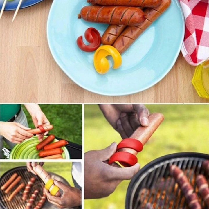 Taietor pentru crenvursti, spiralizator pentru gratar, din ABS, pentru camping, usor de folosit, rosu/galben, 2 bucati