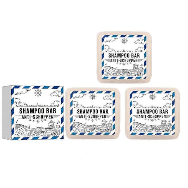 Sampon solid anti-matreata 3 in 1, vegan, pentru par fata corp, 3 buc