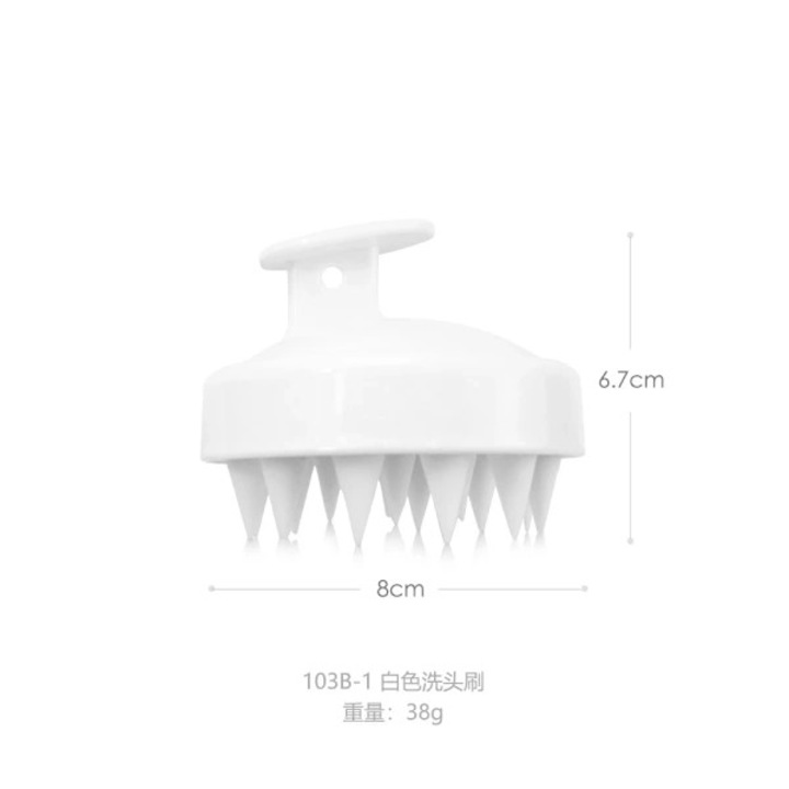 Perie masaj pentru scalp 01377, perie de spalat par din silicon cu peri moi pentru masaj, alb, 1 buc