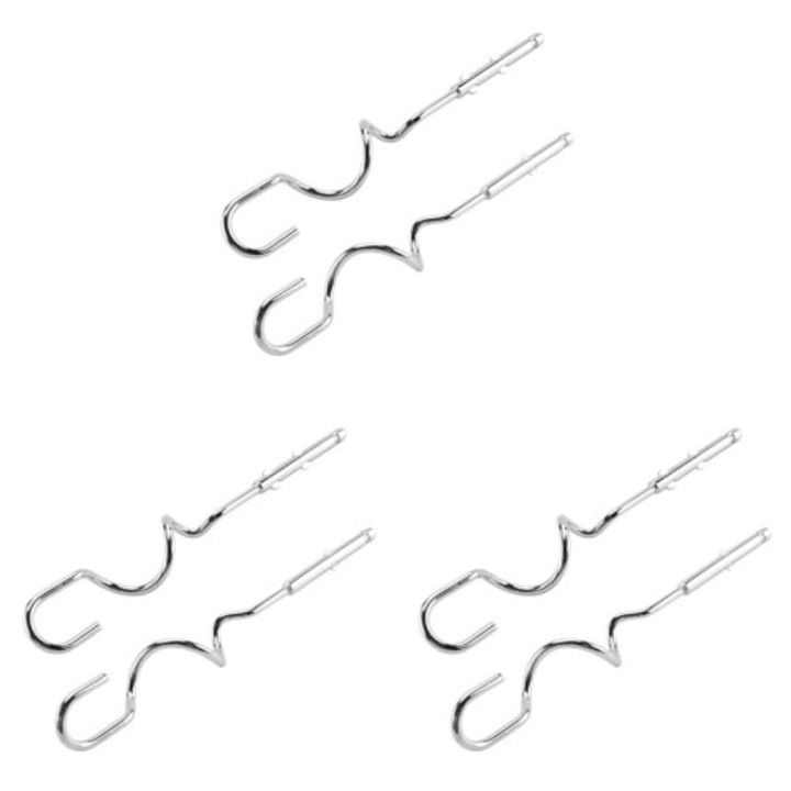 Set 6 bucati, palete pentru mixer electric, batatoare pentru ou si aluat, compatibile cu mixere de mana, otel inoxidabil, argintiu