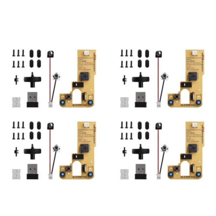 4 darabos készlet, Vezeték nélküli egér alkatrész készlet Model 002, kompatibilis Bamboo Lab 3D nyomtatóhoz, áramköri lappal, USB csatlakozóval, gombbal és csavarokkal, Többszínű
