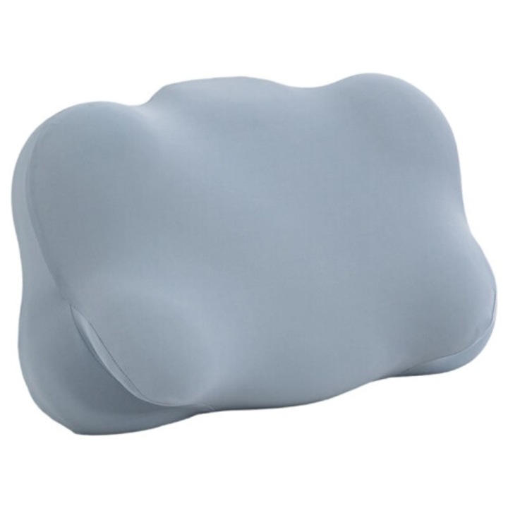 Perna ortopedica Cloud, din spuma cu memorie, ergonomica, suport cervical ajustabil, pentru dormit pe spate, lateral si pe burta, gri deschis, 1 buc