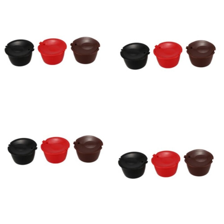 Capsule reincarcabile de cafea, poduri reutilizabile compatibile cu Nescafe Brewers, cu filtru, Multicolor, 12 bucati
