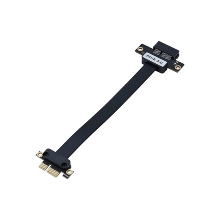 Cablu extensor PCIe x1, PCI-E 3.0, conector la 180°, cablu riser compatibil cu carduri USB, NVMe, retea, Negru, 1 buc