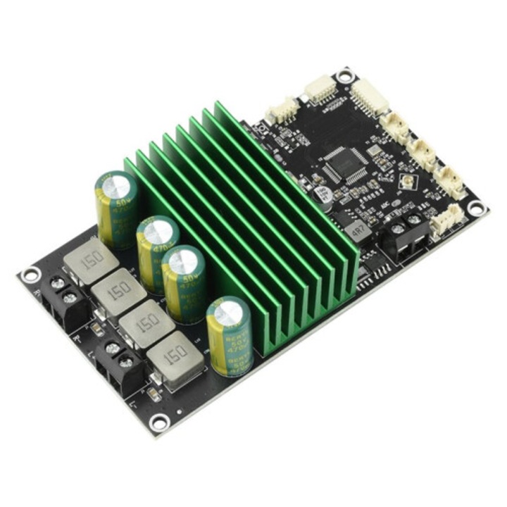 9-32V-os erősítő panel kétcsatornás 2x150W EQ-val és mélyhangkiemeléssel, alkalmazáson keresztüli vezérléssel
