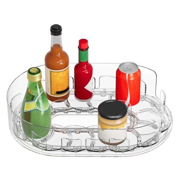 Suport rotativ 360 grade pentru frigider, transparent, 34x22cm