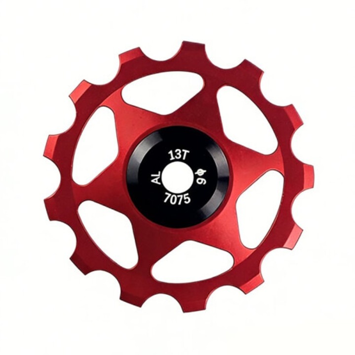 Rotita váltó 13T 7075, alumínium ötvözet, kompatibilis MTB és országúti kerékpárokkal, piros, 1 db.