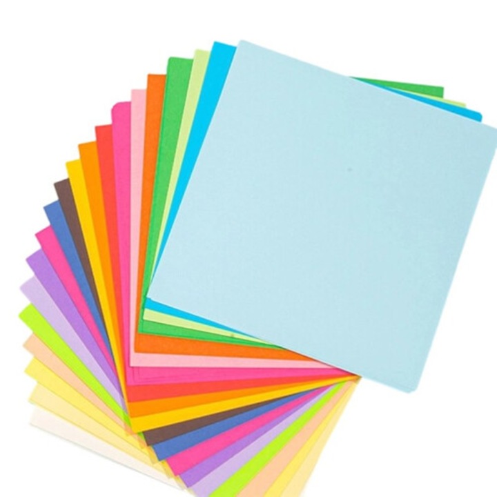 Set 200 bucati hartie origami, foi patrate duble fata, pentru origami si creatii, 20 culori, Multicolor