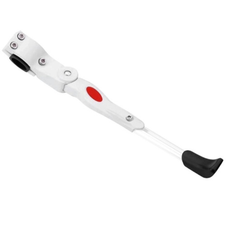 Suport lateral pentru bicicleta, picior de sprijin reglabil din aluminiu, compatibil cu biciclete de sosea, alb