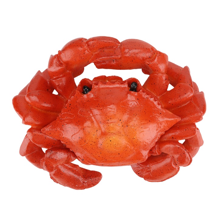 Scrumiera/tava pentru tigari in forma de crab din rasina, cu capac, ornament decorativ pentru birou si acasa, rosu, 16 x 14.5 x 6 cm