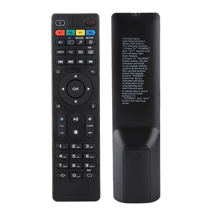 Telecomanda/remote universala compatibila cu MAG255/MAG250, din ABS, cu functie de invatare, 17.5x4.5 cm, negru, 1 buc.