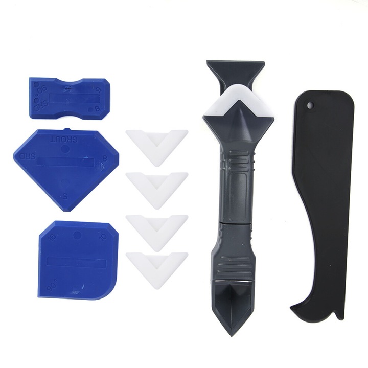 Set 10 unelte siliconice pentru etansare, diverse forme, multicolor