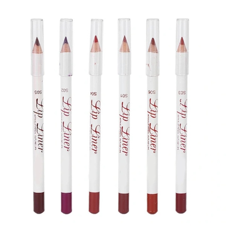 Set 6 bucati, creion contur buze, creion de buze, rezistent la apa, mat, pigmentat, multicolor, 6 x 1g