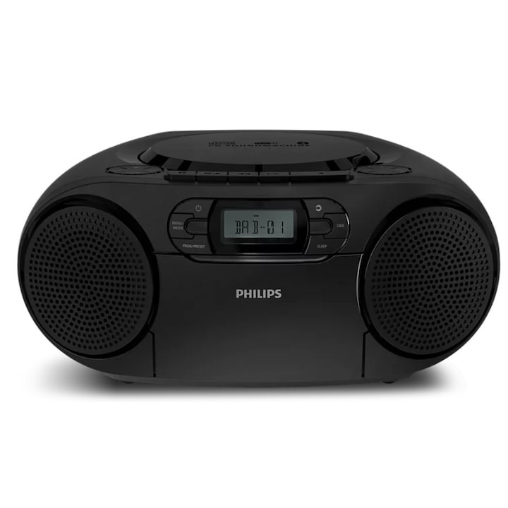 Microsistem audio Philips TAZ2500/10, Bluetooth 6.0, CD-R, CD-RW, Radio FM/DAB+, Negru