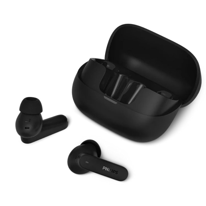 Philips TAT3000BK/00 fülhallgató, TWS, ANC, Bluetooth 6.0, Auracast, 6 mikrofon, IPX4, 48 óra autonómia, Fekete