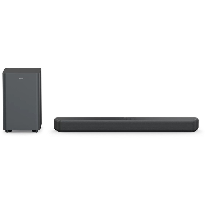 Саундбар Philips TAB5601/10, 2.1, 290W, Subwoofer Wireless, Dolby Digital Plus, DTS:X, DTS Virtual X, Bluetooth, HDMI ARC, Черен