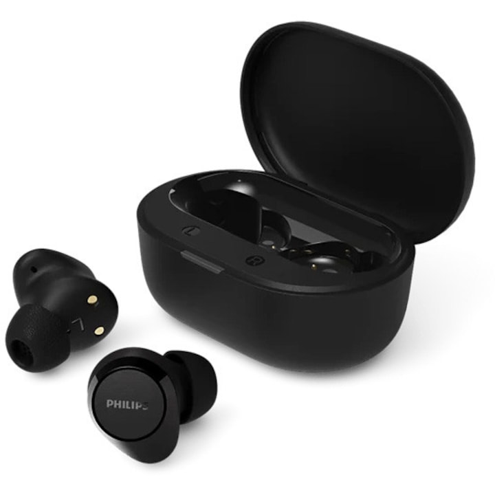 Philips TAT1300BK/00 fülhallgató, TWS, Bluetooth 6.0, Mikrofon, IPX4, 24 óra autonómia, Fekete