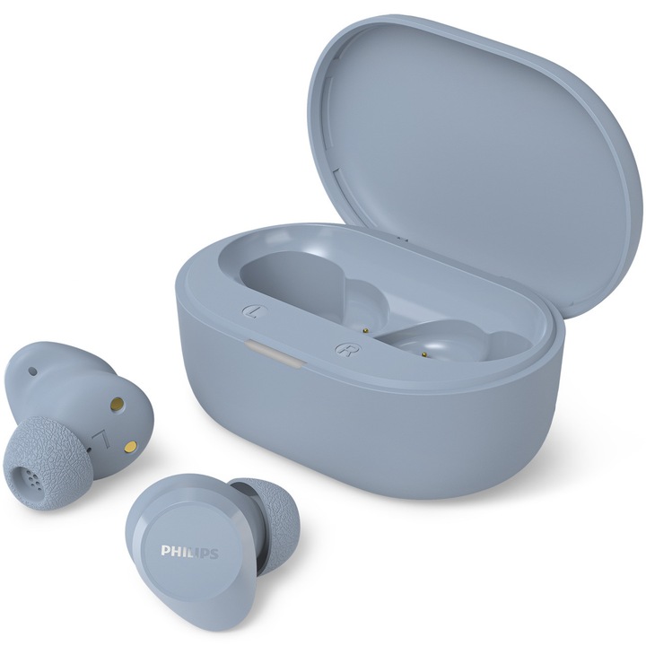 Philips TAT1300LB/00 fülhallgató, TWS, Bluetooth 6.0, Mikrofon, IPX4, 24 óra autonómia, Világoskék