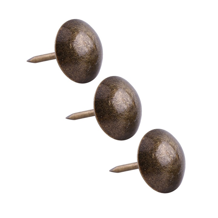 Vintage kárpitos szegek, 100 db, bronz fém, különböző méretek, zöld bronz