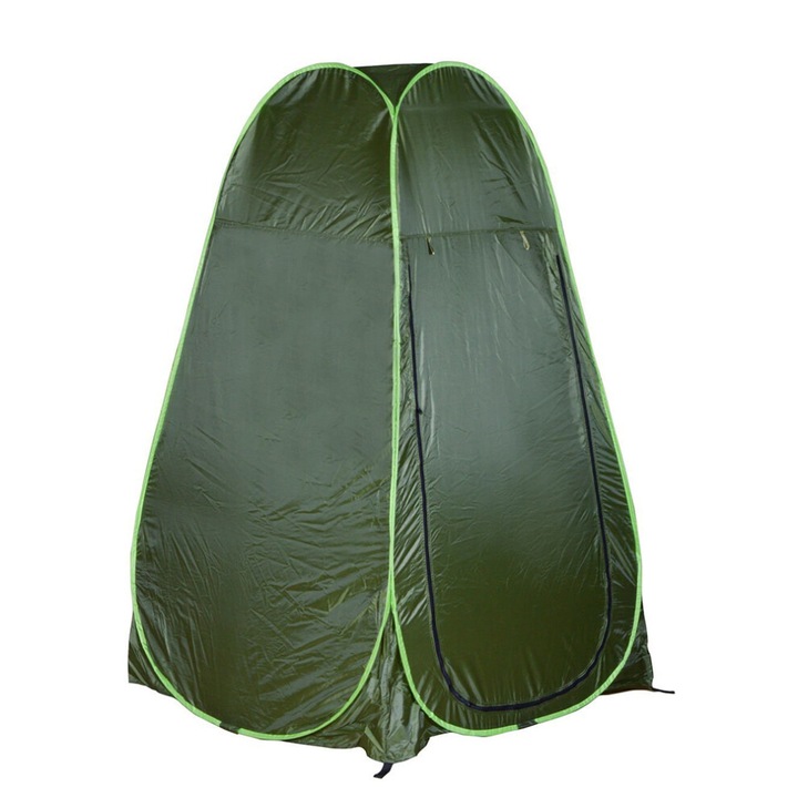 Hordozható pop-up sátor, vízálló poliészterből, kompakt összecsukható hordtáskával, zöld/álcázott, 75 M x 40 SZ x 40 MÉ, összecsukva O22 cm