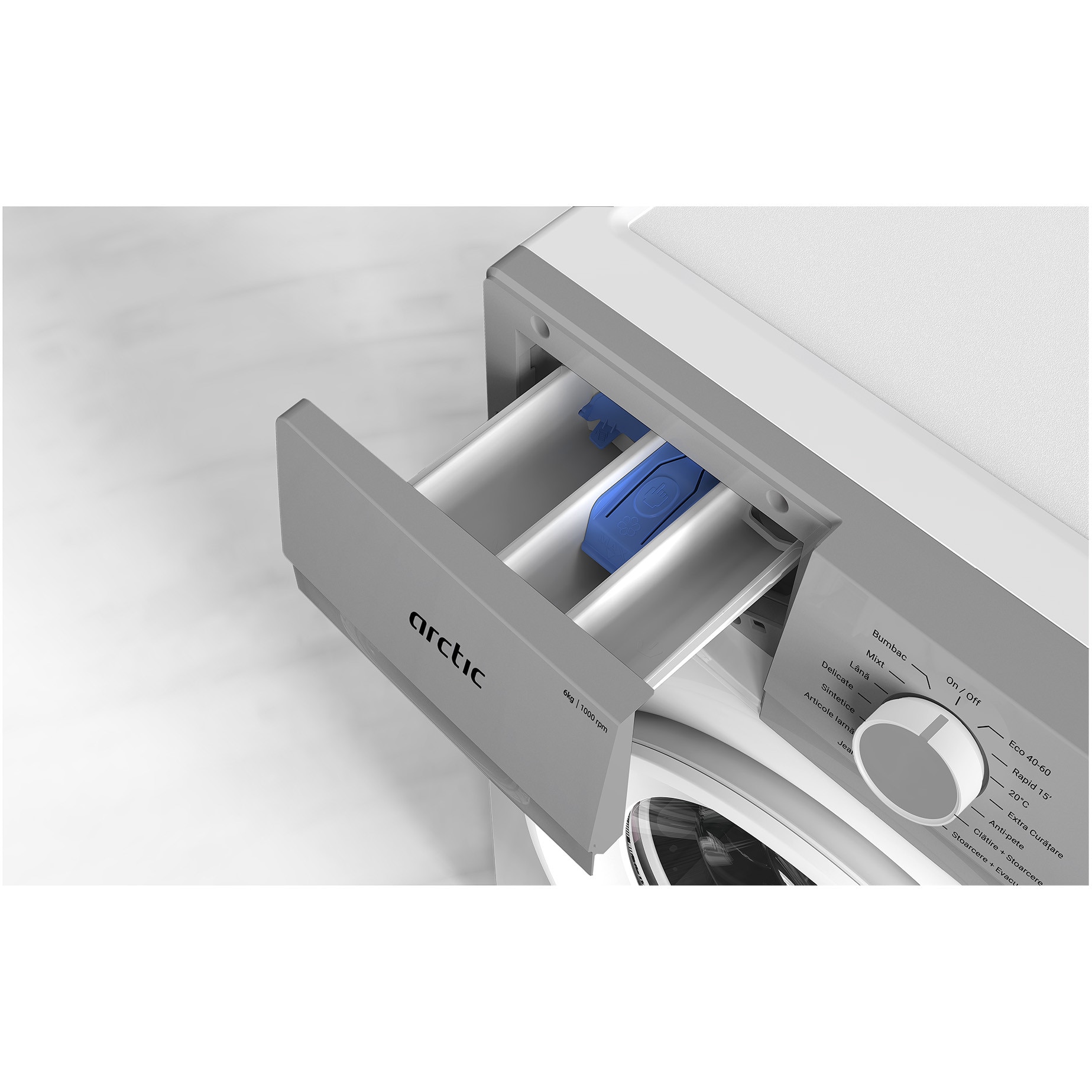 Masina de spalat rufe slim Arctic B1WFK2604WEE, 6 kg, 1000rpm, Clasa D, alb