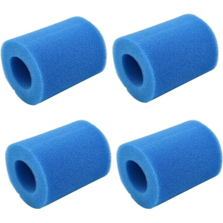 Set 4 cartuse filtru spuma reutilizabile pentru piscina, alb, universal