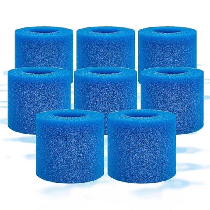 Cartus filtru din spuma pentru piscina, element filtru Tip VI, compatibil cu filtre Tip VI si spa (Hot Tub), reutilizabil dupa curatare, ecologic, fara BPA, Albastru, 8 bucati, 4.1 x 3.1 in
