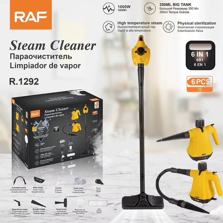 Curatator cu Abur Portabil RAF cu Incalzire Rapida si Accesorii Multiple