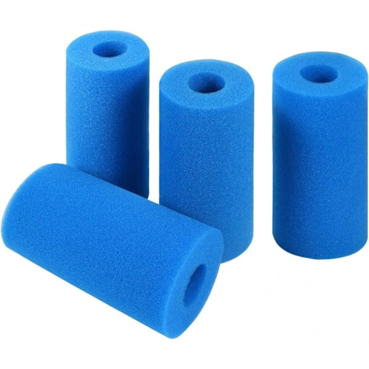 Set 4 x Filtre spuma pentru spa/jacuzzi tip A, cartus spuma din PVC, lavabil si reutilizabil, filtrare ridicata, Albastru