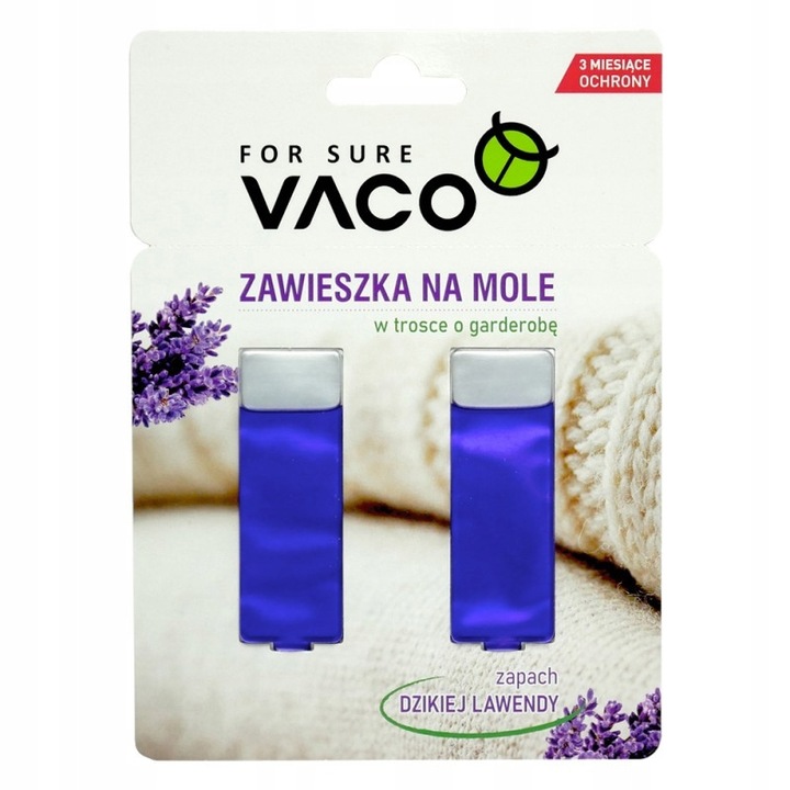 Gel anti-moli haine, VACO, 2 bucati, protectie garderoba 3 luni, parfum revigorant lavanda, eliminare eficienta daunatori, haine protejate