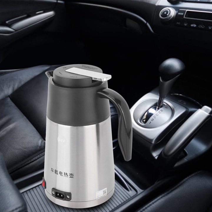Elektromos vízforraló 1.2L 24V, nagy kapacitású, vákuumszigetelt, rozsdamentes acél, teherautóhoz és autóhoz