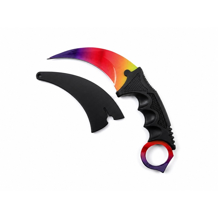 Cutit Karambit Curcubeu cu Tais Curbat, Model Rainbow Fade, Include Husa de Protectie, Design Fantasy Premium, Dalimag