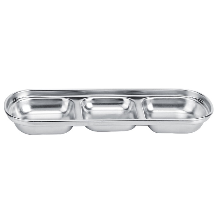 Tava servire 3 compartimente inox 21.5x8x2.4cm