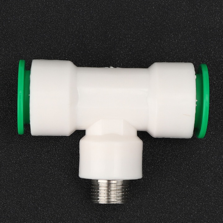PPR T-idom, T-csatlakozó 2 x 25 mm-től G1/2 külső menethez, PPR/PE/PVC kompatibilis, hideg és meleg vízhez, valamint ivóvízhez, Fehér, 1 db