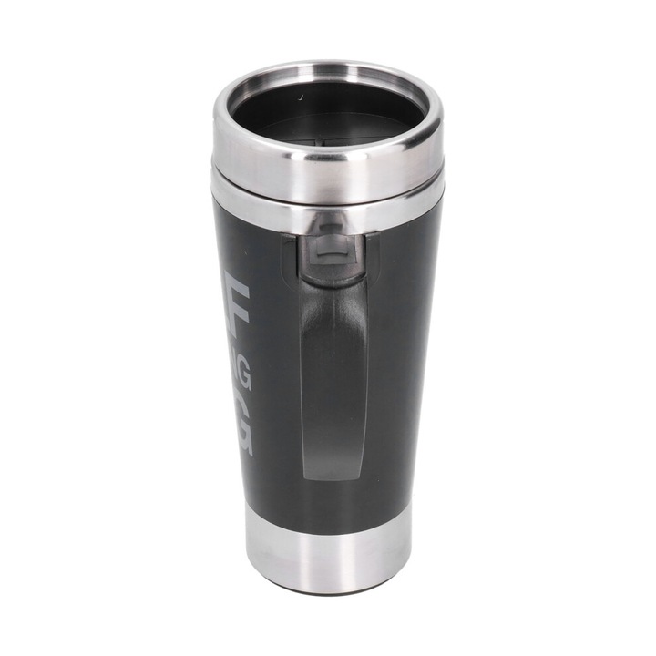 Cana de amestecat, 500ml, negru, inox, plastic, automat, 14x8cm