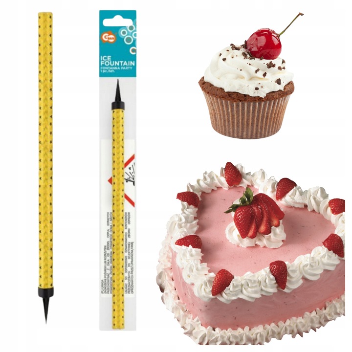 Fontana torta GoDan 25 cm, magas szikrájú tűzijáték, stabil rögzítőpálcával, arany/fekete, 1 db