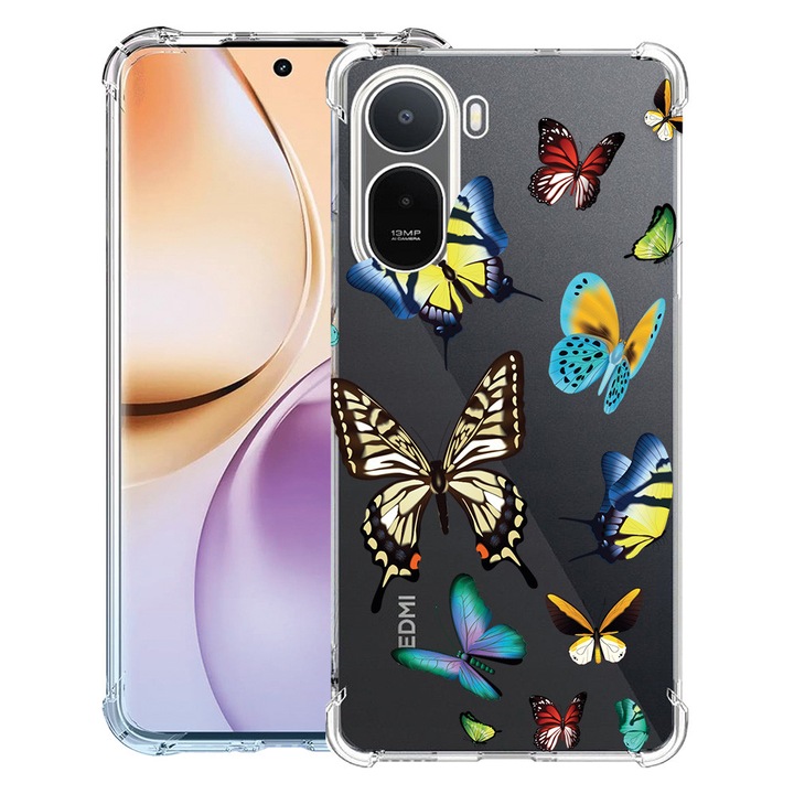 Intelli® Husa Anti Shock Compatibila cu Xiaomi Redmi A7 Pro, Beautiful Color Butterflies, Protectie Camera, Rezistenta la uzura, 3145728 AS 992
