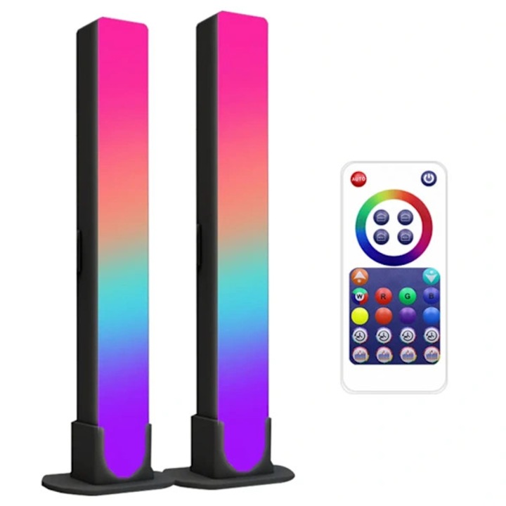 Lampa LED RGB ambient / banda luminoasa inteligenta, control prin telecomanda si Bluetooth, 16 milioane culori, alimentare USB, Negru, Set 2 bucati, 240x30x30 mm
