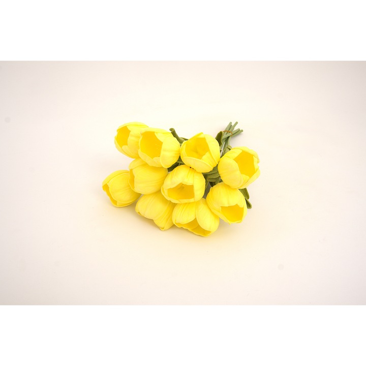 10 db szilikon tulipán szett, M 30 cm, sárga színű, B.S.P. / SL1254-2