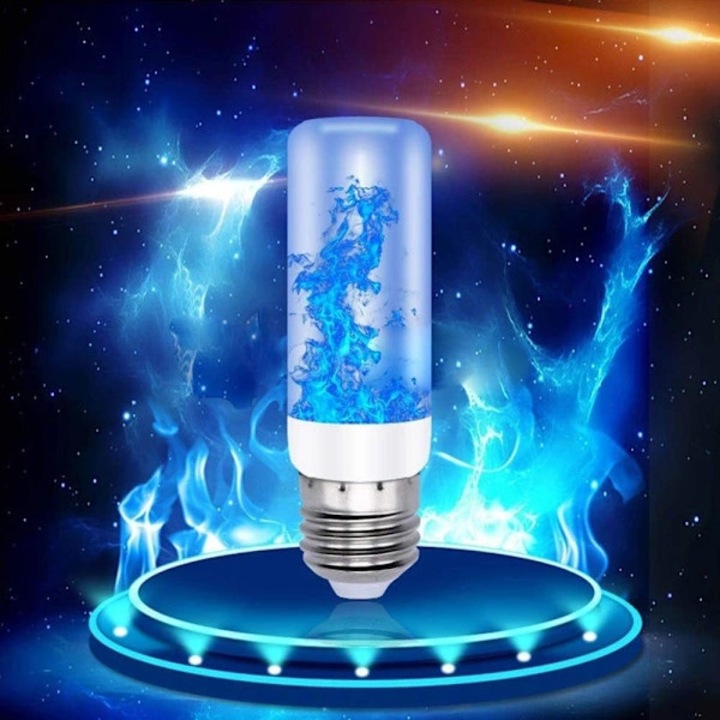 Set 4 bucati, bec LED E27 3W tip flacara, cu efect palpaitor si 4 moduri de iluminare, IP42 rezistent la apa, albastru, 4 x 3W