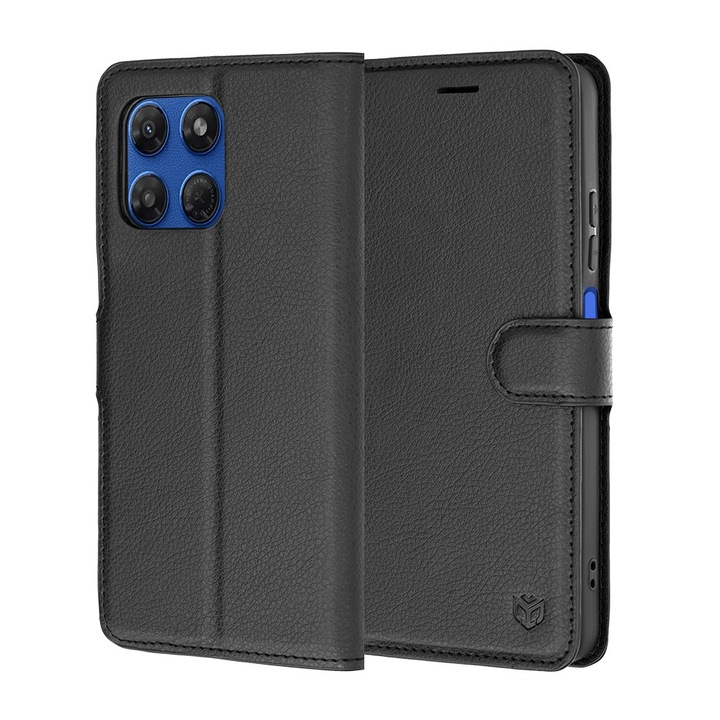 Husa pentru Motorola Moto G37 / G37 Power / G47 Tip Carte DaDen®, Leather Folio, Functie de Stand, Calitate Premium, Antisoc, Protectie Sporita, Negru