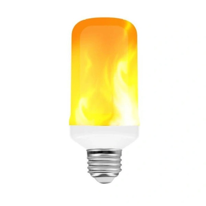 Bec LED 9W E27, lampa decorativa cu efect flacara tremuratoare, lumina calda ambientala, galben/portocaliu, 1 buc