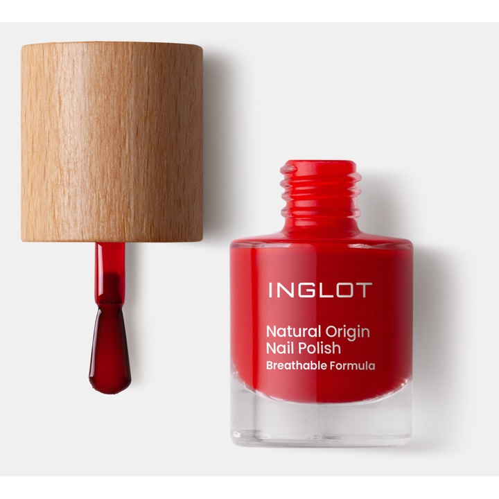 Lac de unghii (oja) Inglot Natural Origin Short Romance 024, minim 74% ingrediente de origine naturala, uscare rapida si rezistent la abraziune, roz, 8 ml