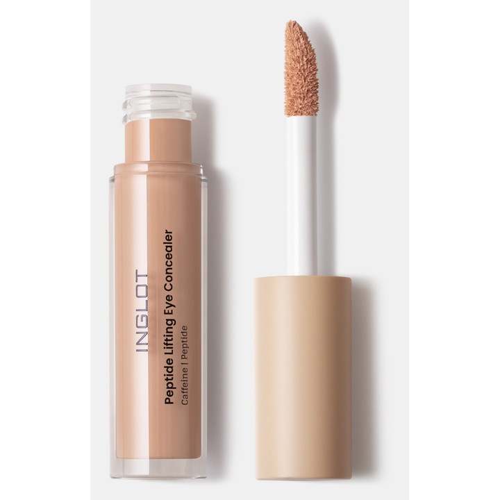 Anticearcan corector Inglot Peptide Lifting, cu peptide si cafeina, hidrateaza si netezeste, bej roz 206, 4.6 ml