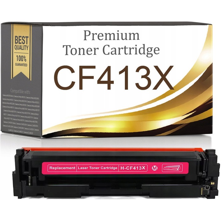 Toner kompatibilis Premium Toner & Ink CF413X XL, kapacitás akár 5000 oldal, magenta, kompatibilis HP Color LaserJet Pro M452/M477, P/N UKR2MM7R9VUHO