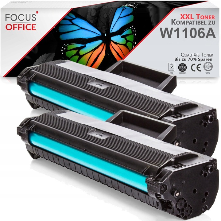 2 db Focus Office W1106A fekete toner készlet, 2000 oldal XL chippel