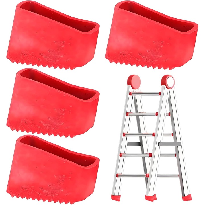 Set de 4 huse pentru picioare de scara, picioare de scara din cauciuc, huse antiderapante din cauciuc pentru scari, tampoane de protectie telescopice pentru scari